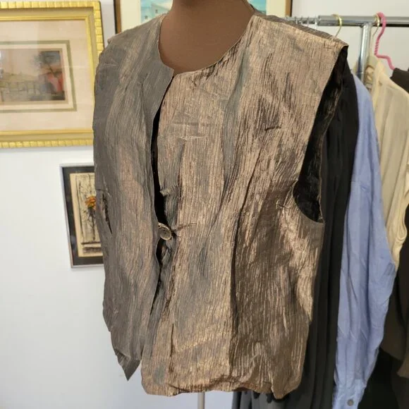 Susan Kirscher Designer Copper Metallic Vest Size Large - Picture 3 of 7